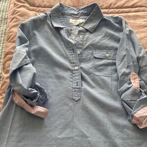 Vineyard Vines Blue Blouse with Pink Accents